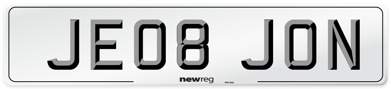 JE08 JON Number Plate from New Reg